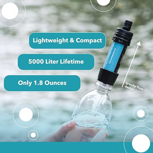 Puribag Micro Membrane Filter Straw: Mini Water Filter System - an Ultra-Light Emergency Portable Water Filter That Provides Safe Drinking for Hiking, Backpacking, Camping or Emergency Prepping