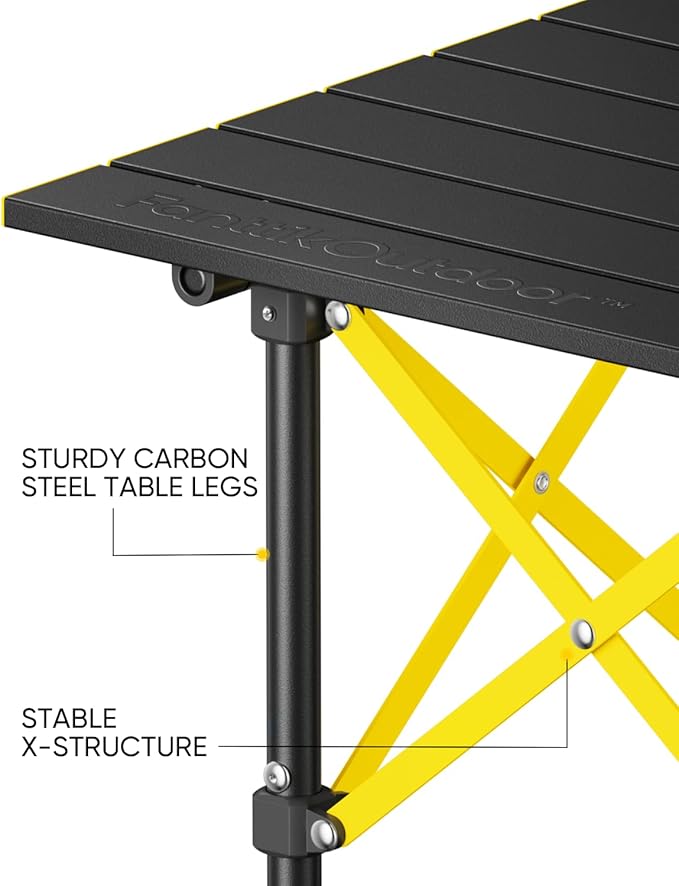 FanttikOutdoor Zeta V11 Pro Camping Table, Portable Folding Roll Up Table with Lightweight Aluminum Top & Carry Bag for Camping, BBQ, Tailgating Party, Picnic, Backyard, Small
