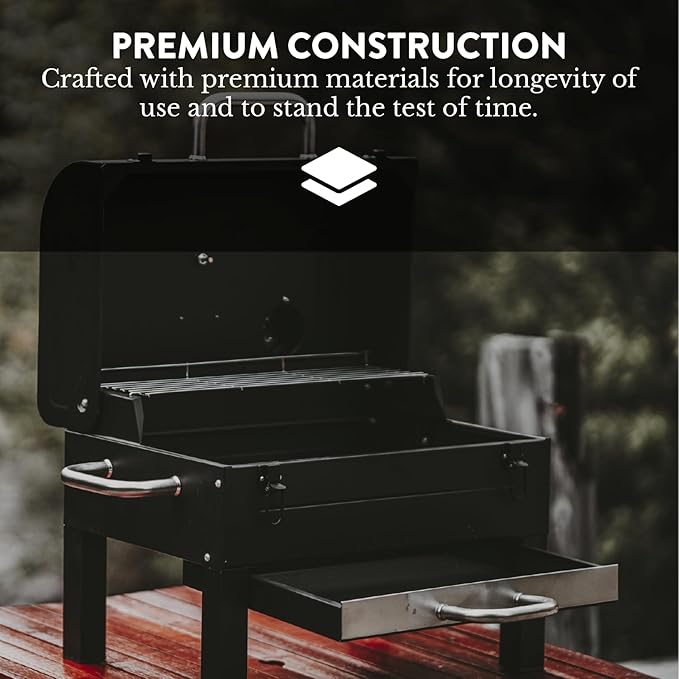 GasOne Portable Tabletop BBQ Grill - 18-inch, 2-Tiered, Side Handles & Lid - Compact Charcoal Grill for Picnic & Tailgate