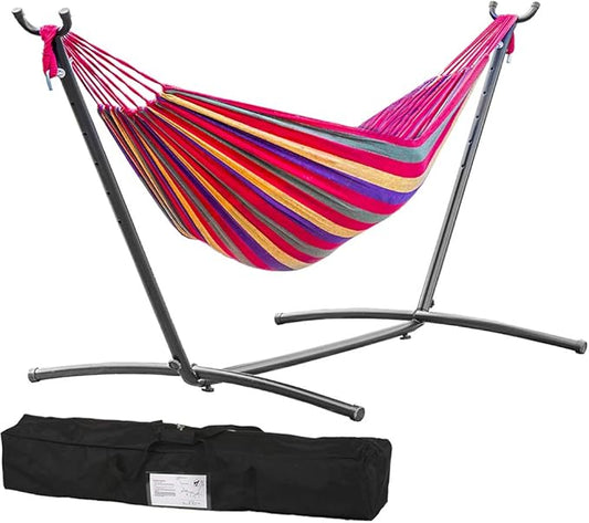 Double Hammock Stands Portable Hammock Stand Heavy Duty Steel Stand for Outdoor Patio or Indoor (Red)
