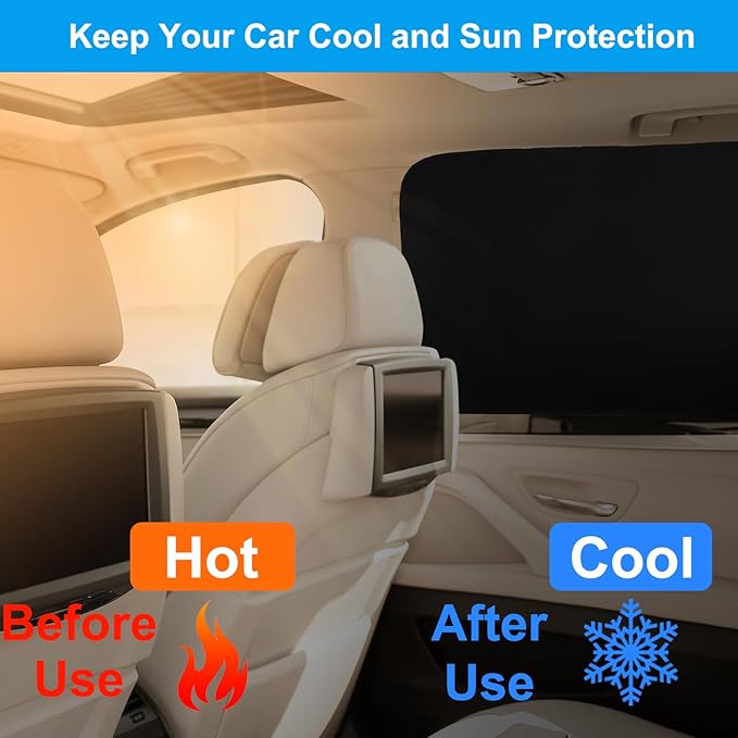 Ovege Car Window Shades 4pcs Magnetic -Side Window Sun Shade for Baby Car Privacy Curtain UV Protection－Front&Back 4pcs