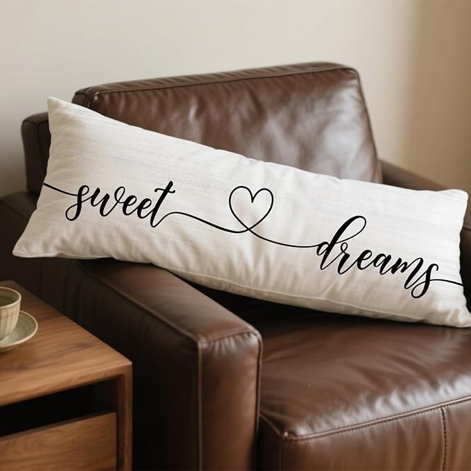 Sweet Dreams 20x54 Body Pillow Cover, Master Bedroom Decor, Farmhouse Decor, Best Wedding Gifts for Couples Decorative Long Body Pillow Cases for Bed Couch