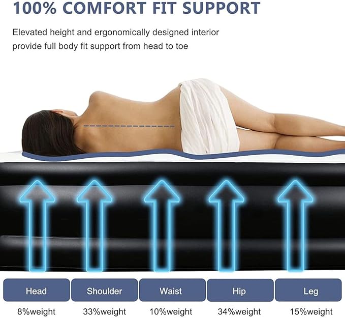Onirii Twin Air Mattress Bed with Built in Pump,16 Inches High Airbed Inflatable Mattress,Comfort Thickened Blow Up Air Bed,Travel Sleeping Pad for Guests Home (Twin Size)