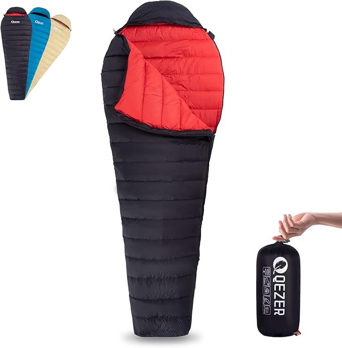 Ultralight Down Sleeping Bag for Adults with 600 Fill Power, Compact All Seasons Sleeping Bag for Backpacking, Hiking and Camping