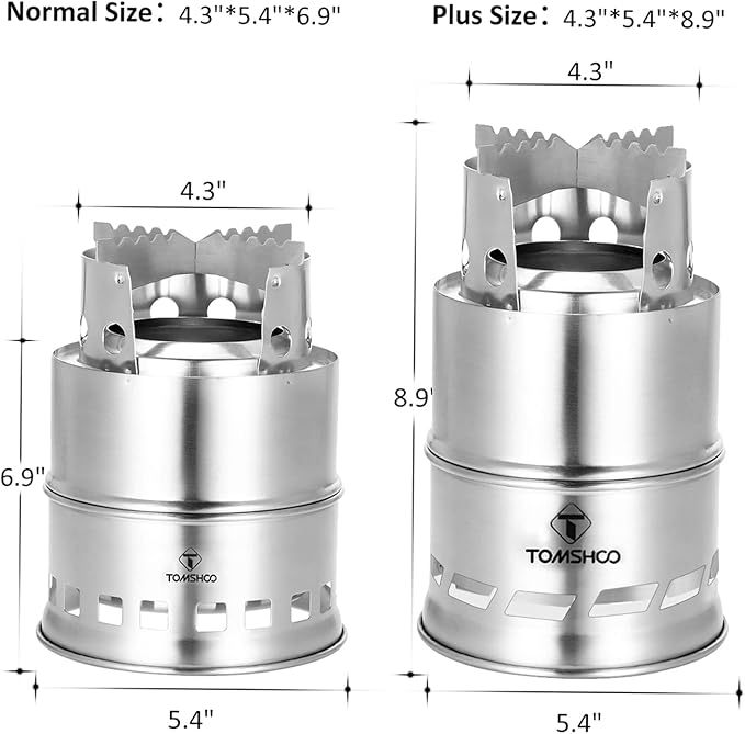 TOMSHOO Camping Stove, Portable Folding Windproof Wood Burning Stove Compact Stainless Steel Alcohol Stove Outdoor Camping Hiking Backpacking Picnic BBQ