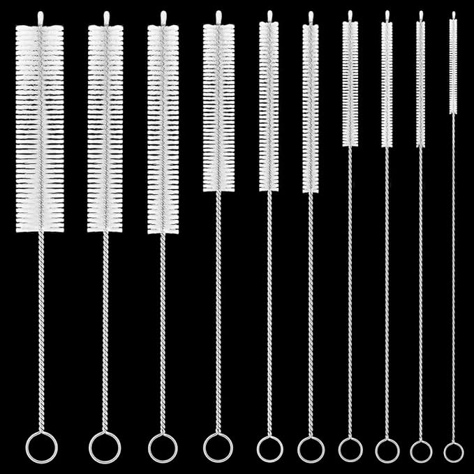 8 Inch Extra Long Straw Cleaner Brush Set, 10 Pack Reusable Straw Cleaning Brushes for Tumbler, Metal Straws，Bottle Drinking Straws，Computer Keyboard, Desktop Cleaning