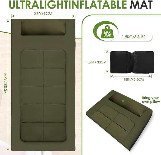 80 x 36 Inch Camping Cot Mattress Floor Mattress Waterproof Sleeping Pad for Camping Travel Easy to Store Floor Pad for Tent Cot Guest Garden Lawn Outdoor Indoor