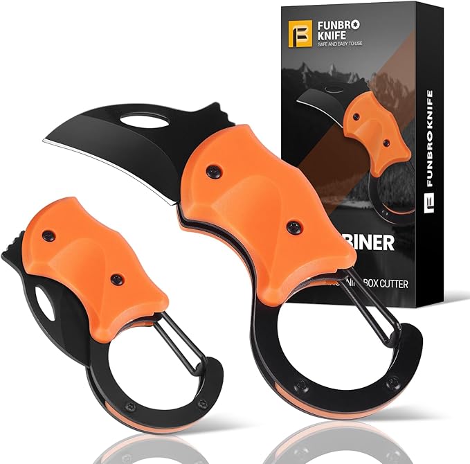 FUNBRO Small Pocket Knife for Men, Cool Folding Knife Box Cutter with 1.34inch Sharp Blade, Mini EDC Knives for Everyday Carry, Great Gift for Men (Orange)