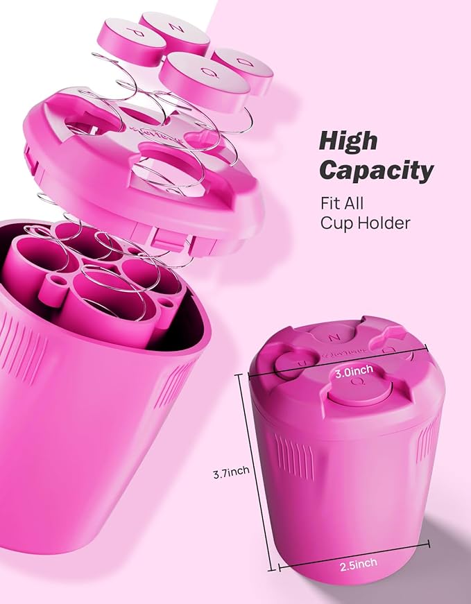 JOYTUTUS High Capacity Car Coin Holder, Universal Change Holder for Most Cars, Sort Coins (Hot Pink), 1 Pack