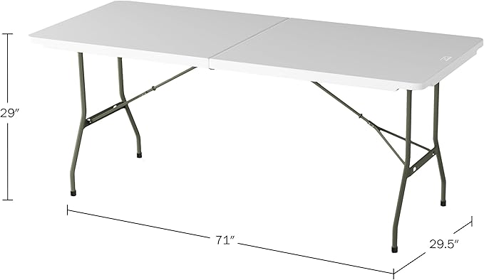 Lavish Home Portable Folding Tables - Lightweight Portable Folding Desk - 6-Foot-Long Plastic Table for Camping, Playing Cards, Parties, and Dining (Single/White)