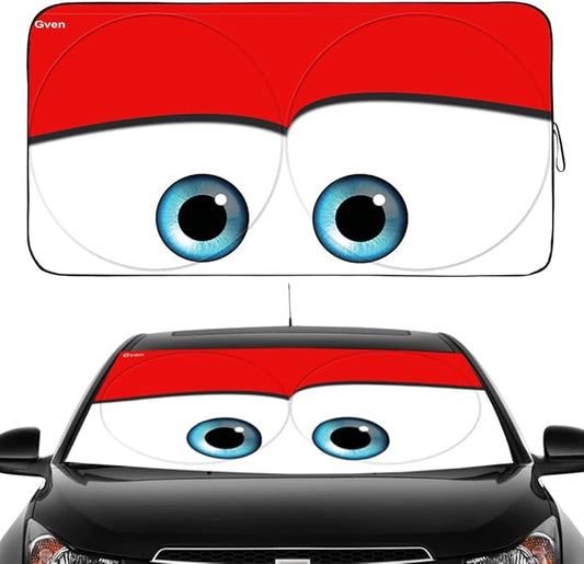Gven Windshield Sun Shade Universal Fit for Car Window Sunshades Cover Automotive Interior Sun Protector Accessories for Compact& Midsize Sedan,Com& Subcompact SUV,Small Pickup,Wagon(Red, S)