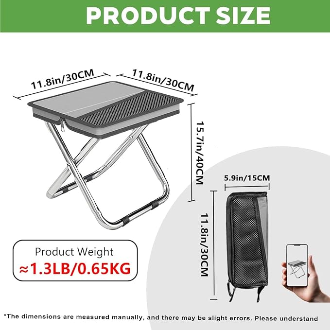 2-in-1 Collapsible Camping Stool & Sling Bag / 220LB Load Capacity Folding Portable Fishing Stool/Collapsible Stool for Camping, Hiking, Fishing, Gardening & Beach Outdoor Activities