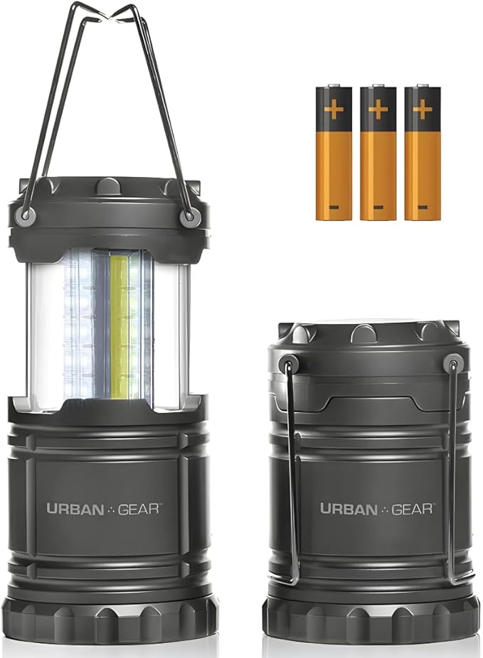 Lewis N. Clark Collapsible Camping Lantern | LED Portable Lantern for Indoor or Outdoor Use | Waterproof Lamp with Batteries Included | for Camping, Backpacking, Hiking, or Power Outage | Gray