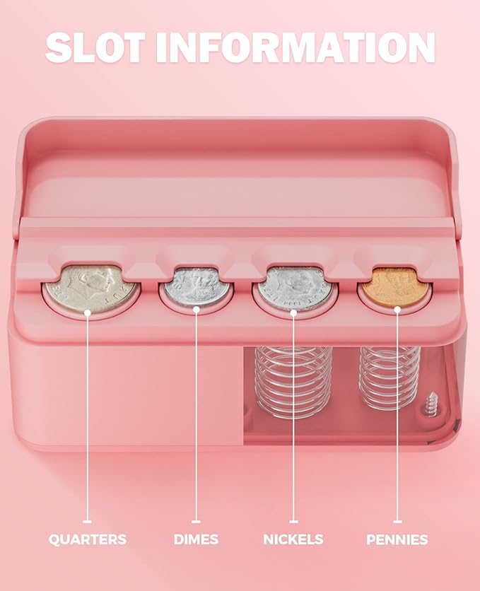 JOYTUTUS Coin Holder for Car Change Organizer Universal Storage Coin Money Dispenser Fit for Most Car Trucks Accessories(Pink, 1 Pack)