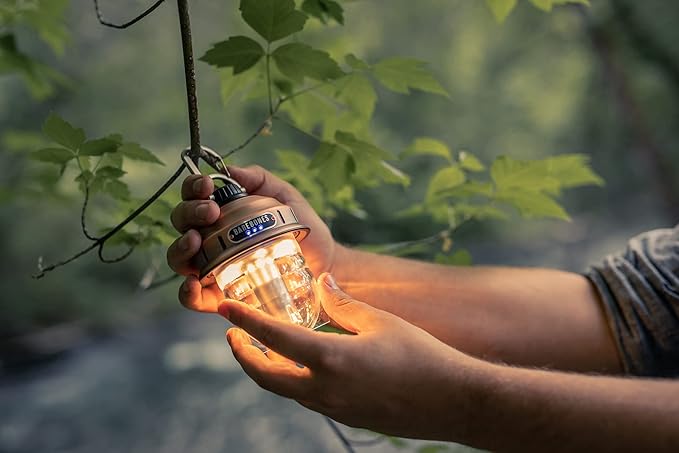 Barebones Beacon Hanging Light – Copper, Rechargeable LED Camping Lantern with Adjustable Brightness – Weatherproof Vintage-Style Hanging Lantern for Outdoor Adventures and Year-Round Use