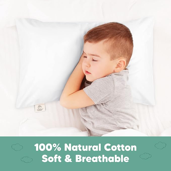 KeaBabies Toddler Pillowcase 13"x18" - Organic Cotton Toddler Pillowcase for Kids, Boys, Girls, Soft & Durable Cotton Cover for Miniature Sleepy Pillows,Cute Colors,Pillow Sold Separately(Soft White)