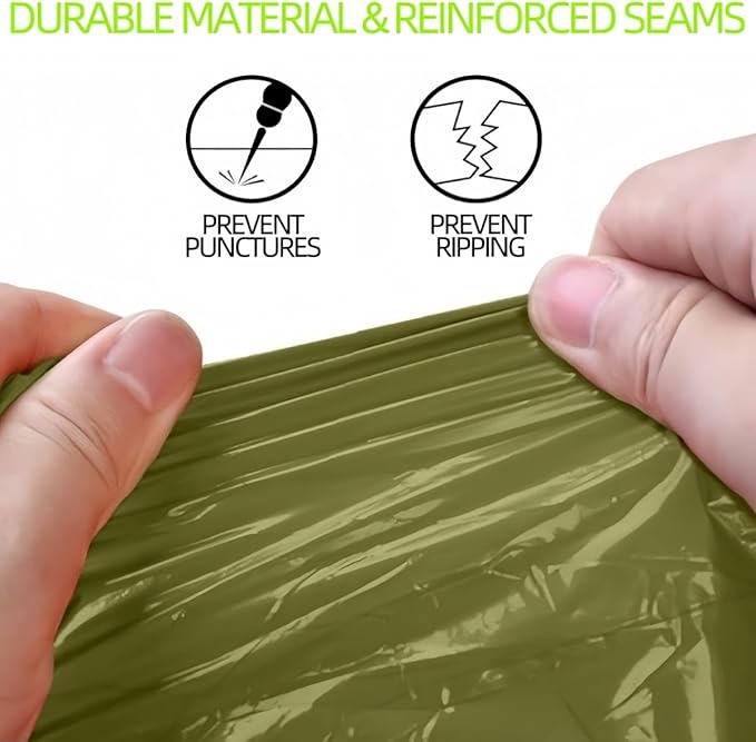 Emergency Poncho with Mylar Blanket Liner for Survival Gear, Waterproof, Wind-Resistant Green Rain Poncho for Outdoors, Camping, and Car Emergency Kits - Thermal Poncho - 4 Pack (Green)
