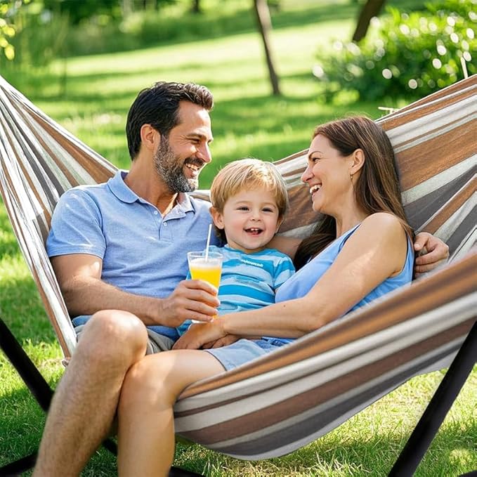 ANAGOO Double Hammock, Heavy Duty Portable, 500 lb Weight Capacity, Perfect for Both Indoors and Outdoors, 2 Person Hammock with Carrying Bag, Coffee