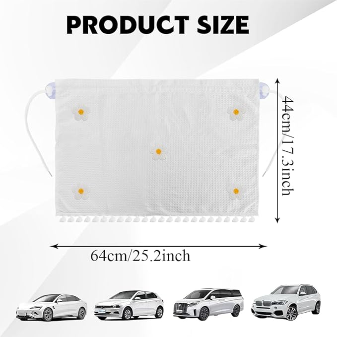 Car Side Window Sun Shade Privacy Curtain for Baby, Suction Cup Window Shade, 25"x18" Car Cartoon Sunshade Protector Heat Blocker Cover, Privacy Curtain for Kids Women (Five Small Flowers)
