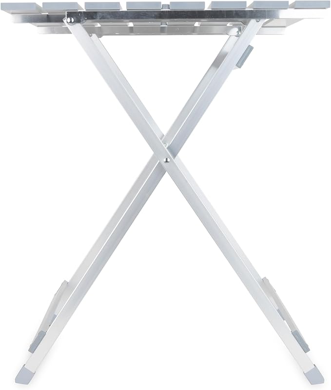 Camco Large Aluminum Side Table - Features Easy Setup & Supports Up to 110lbs - 19.5 L x 20” W x 24.25” H - Great for Camping, RVing & More - Folds to 2” (W) for RV Storage and Organization (51891)