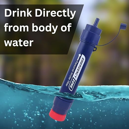 [2 Pack] Portable Water Filter Straw - Reliable Survival Gear for Clean Water, Emergency Survival Purifier | for Hiking, Travel, Camping Gear, and Outdoor Adventures