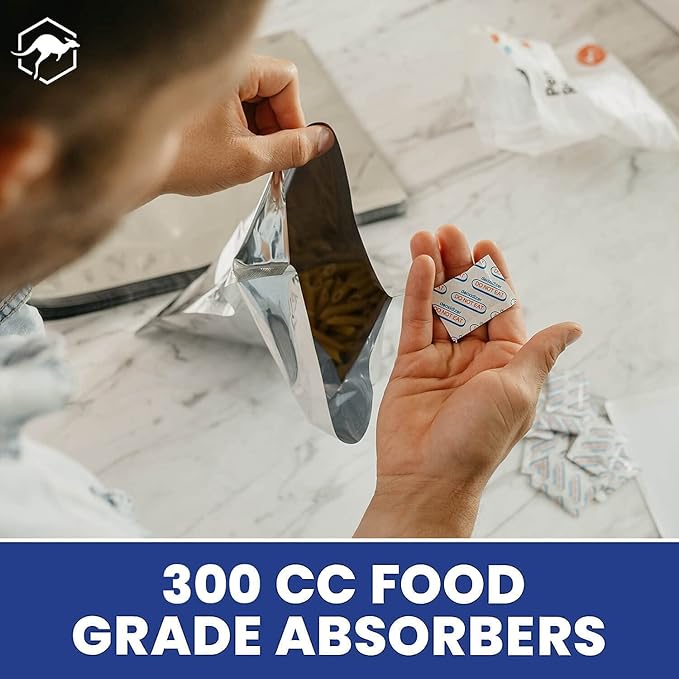 Wallaby 300cc Oxygen Absorbers - 100 Count (10x Packs of 10) + 2000cc Oxygen Absorbers - 20 Count (Individually Sealed) - for Long Term Food Storage & Survival