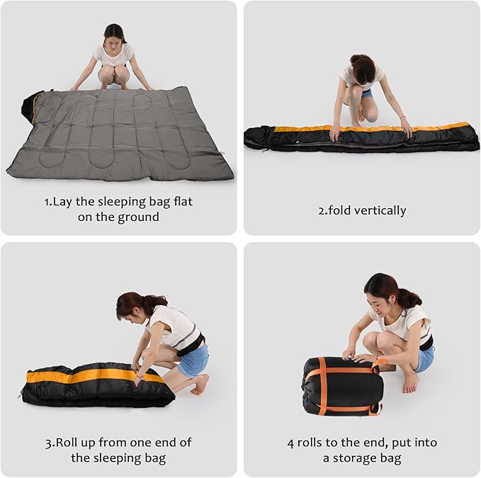 Longzhuo Heated Sleeping Bags for Adults Kids - Portable USB Power Warm Sleeping Bag for Camping with 4 Heating Zones, Cold Weather Sleeping Bag for All Season Camping Hiking Backpacking
