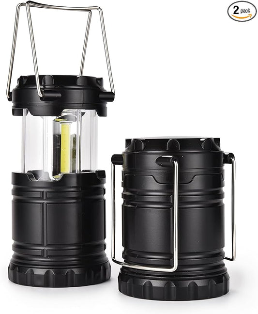 KPKJOO Lantern Collapsible Camping Light, Battery Operated Lanterns LED Super Bright for Power Outages Indoor Emergency Outdoor Camping Hiking Kit (2, COB)