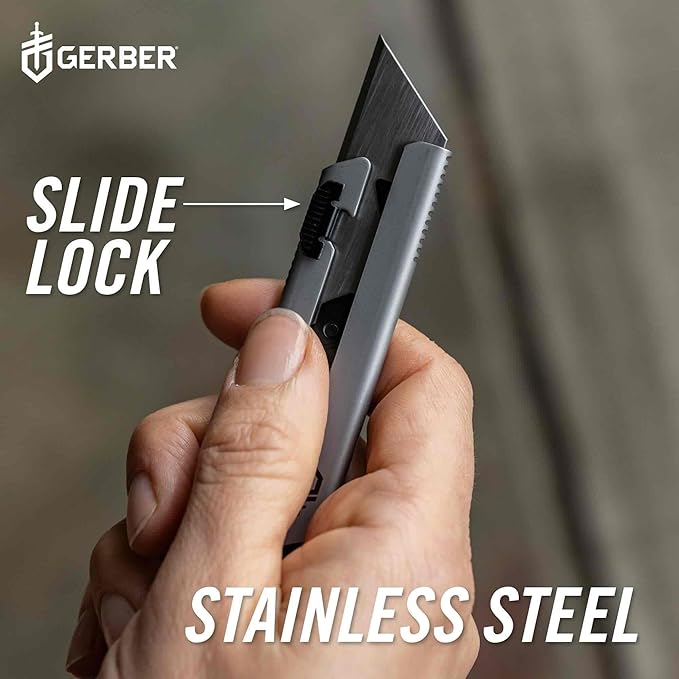 Gerber Gear EAB Utility Knife, Clips to Pocket or Keychain with Replaceable Razor Blade for Everyday Carry, EDC Gear with Box Cutter Retractable, Mini Black