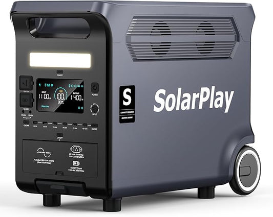 SolarPlay Portable Power Station, 3600W Power Station LiFePO4 Battery Solar Generator for Home Backup, Power Outages, and Camping