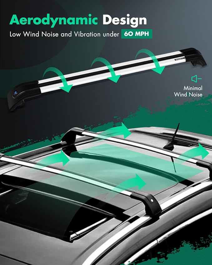 SCITOO Roof Rack Cross Bar for Volkswagen Tiguan 2010-2018 220LBS Cargo Bars Silver