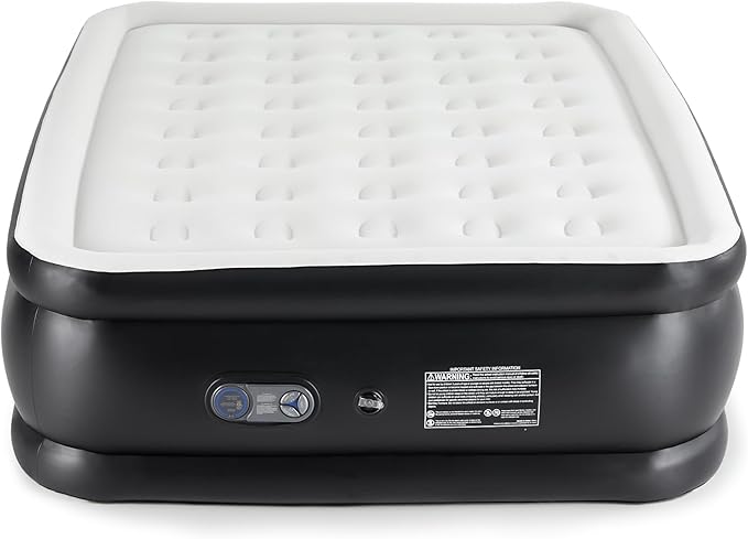 DUMOS Air Mattress Queen with Built in Pump- 22 inch Inflatable Blow Up Airbed, Double Height Air Bed for Home & Camping, Non-Slip Bottom Design, Weight Capacity 660 lbs