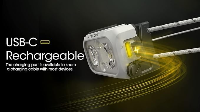 Nitecore NU21 Running Headlamp, 360 Lumen Ultralight USB Rechargeable with White and Red LEDs and a Sticker (Yellow)