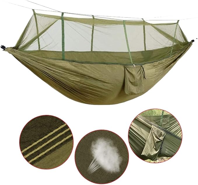 KEPEAK Camping Hammock with Net Netting, Single & Double Tree Hammock Net, Lightweight Nylon Portable Hammock for Backpacking, Camping, Travel, Beach, Yard