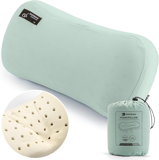 HIKEMAN Camping Memory Foam Pillow - Ultralight Washable Camping Essentials Backpacking Travel Pillow for Outdoor Camp, Sport, Airplanes, Hiking(Wathet)