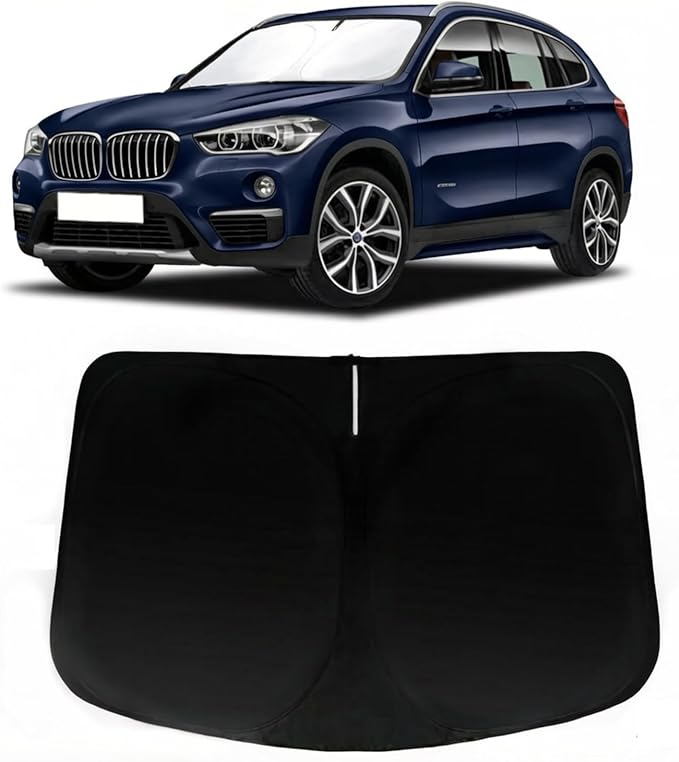 Windshield Sun Shade for BMW X1 F48 2016-2022, Car Front Window Sunshade with 240T Sun Visor Protector Blocks UV Rays Heat Sun Shield Accessories