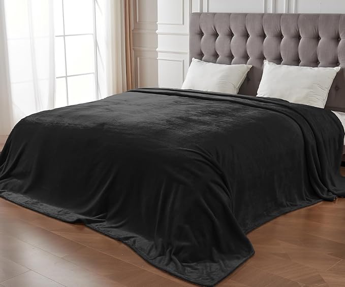 Edenleaf Big Oversized Soft Blanket, Giant Fleece Companion 120x120, California King Warm Blanket for Whole Family, Bed, Sofa, Couch, Travel, Camping 120x120 Black