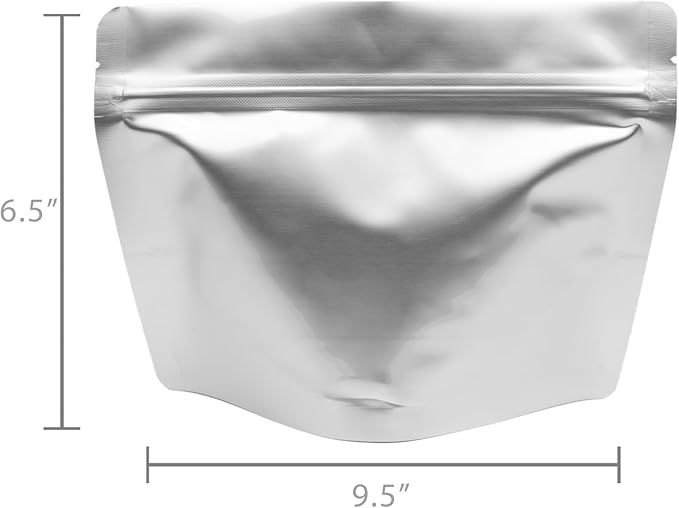 PackFreshUSA: MRE Mylar Bags (9.5" x 6.5" x 4.5") Full-Portion - Stand-Up Pouch - 200cc Oxygen Absorbers- Long-Term Food Storage - 7.5 Mil Thick - Resealable - Heat Sealable - Food Grade (50)