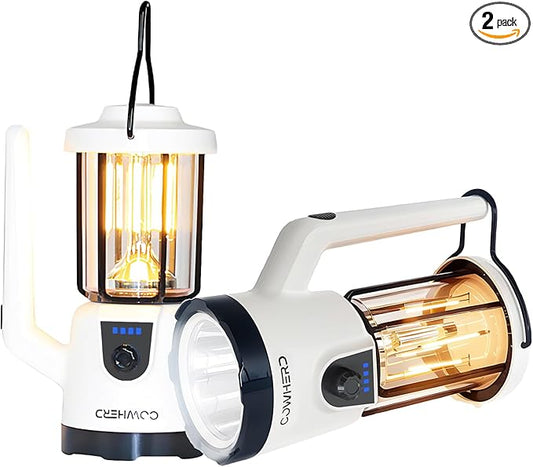 2-Pack Rechargeable LED Flashlight - 1200LM Super Bright, Spotlight & Lantern Modes, Waterproof, Power Bank, for Power Outages, Camping, Hiking, and Emergency Kits (8-Hour Runtime)