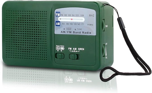 Emergency Radio with Solar and Hand Crank Self Powered, Battery USB Recharging FM/AM Radio LED Flashlight Cell Phone Charger(Green)