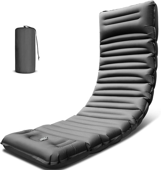 Myxslop Inflatable Camping Sleeping Pad with Pillow, 5" Extra-Thick Ultralight Inflatable Sleeping Mat with Built-in Pump, Camping Air Mattress Compact for Backpacking Hiking Trap Traveling (Grey)