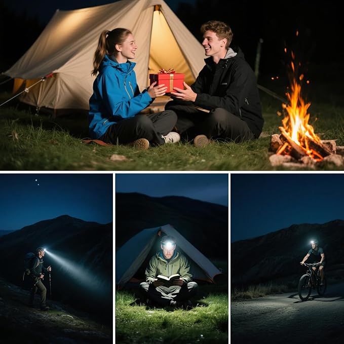 Staaricc Super Bright Aluminum Headlamp, Rechargeable Headlamp High Lumen, 90° Adjustable Focus Head Lights for Forehead, Head Lamps LED Rechargeable, Waterproof Headlamps for Adults Camping Hard Hat