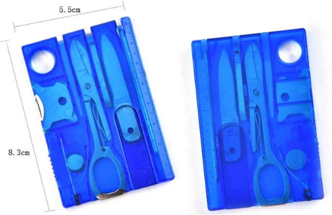 12-in-1 Credit Card Multi Tool, Pocket Survival Gear, Tool Gear Multitools and Accessories，Outdoor Barbecue Camping Tool Hiking Magnifier Tool,Multitools and Accessories (Blue)