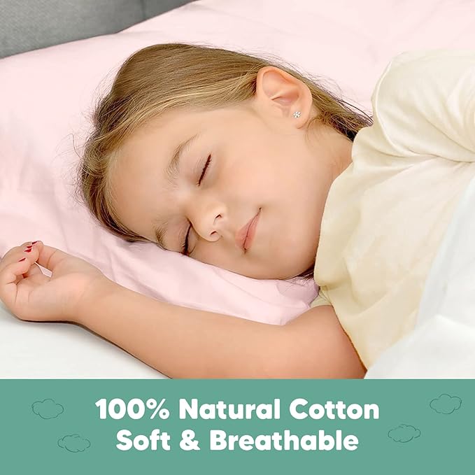 KeaBabies Toddler Pillowcase 13"x18" - Organic Cotton Toddler Pillowcase for Kids, Boys, Girls, Soft & Durable Cotton Cover for Miniature Sleepy Pillows,Cute Colors,Pillow Sold Separately(Mist Pink)