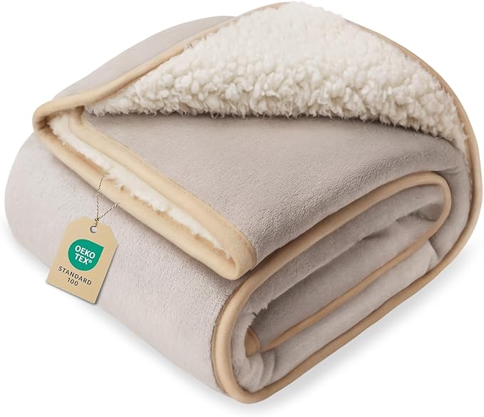 Luciphia Waterproof Blanket for Dog Washable Reversible Sherpa Fleece Throw Blanket for Bed Couch Soft Liquid Pee Proof Furniture Cover Protector for Small Medium Large Pet Cat Khaki 40" x 28"