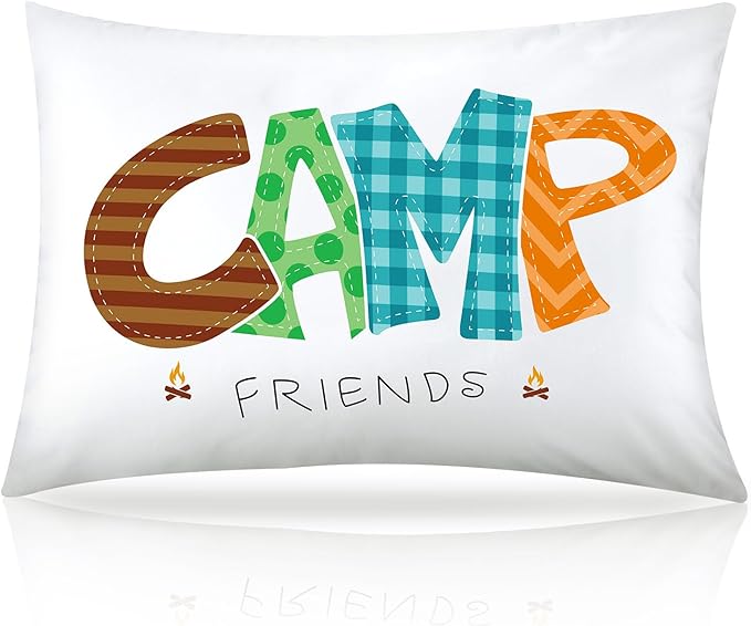 Moukeren Camp Friends Girl Autograph Pillowcase Summer Camp Pillowcase Travel Pillow Case Travel Pillow Cover for Kids Package Stuff Essentials Sleepaway Accessories (Many Colors,1 Pcs)