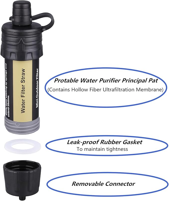 Outdoor Mini Water Filter,100000 Gallons Camping Water Filter,0.01μm Backpacking Water Filter for Hiking Emergency Wilderness Expedition