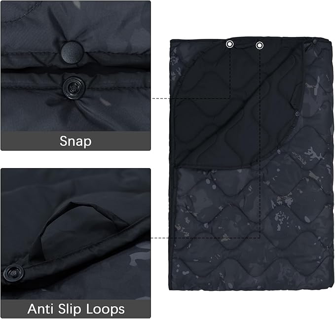 LOOGU Camo Blanket Waterproof Insulation Poncho Liner for Outdoor Camping, Hiking, Hunting, Survival, Backpacking, Picnicking