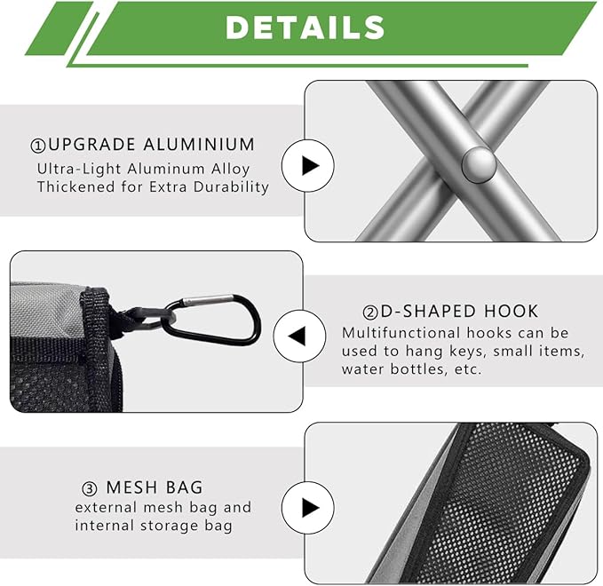 2-in-1 Collapsible Camping Stool & Sling Bag / 220LB Load Capacity Folding Portable Fishing Stool/Collapsible Stool for Camping, Hiking, Fishing, Gardening & Beach Outdoor Activities