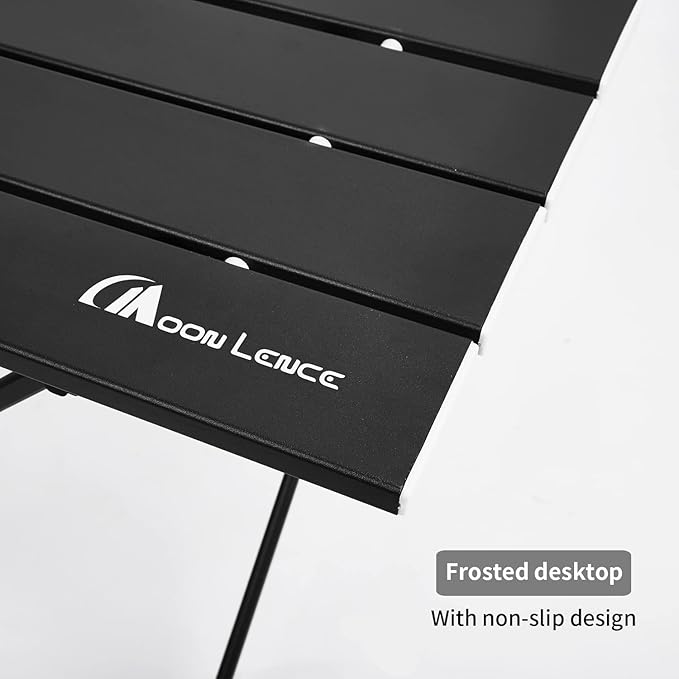 MOON LENCE Ultralight Folding Camping Table, Compact,Portable with Carry Bag, for Outdoor Cooking, Picnic, Camp, Boat, Travel (Black - M)